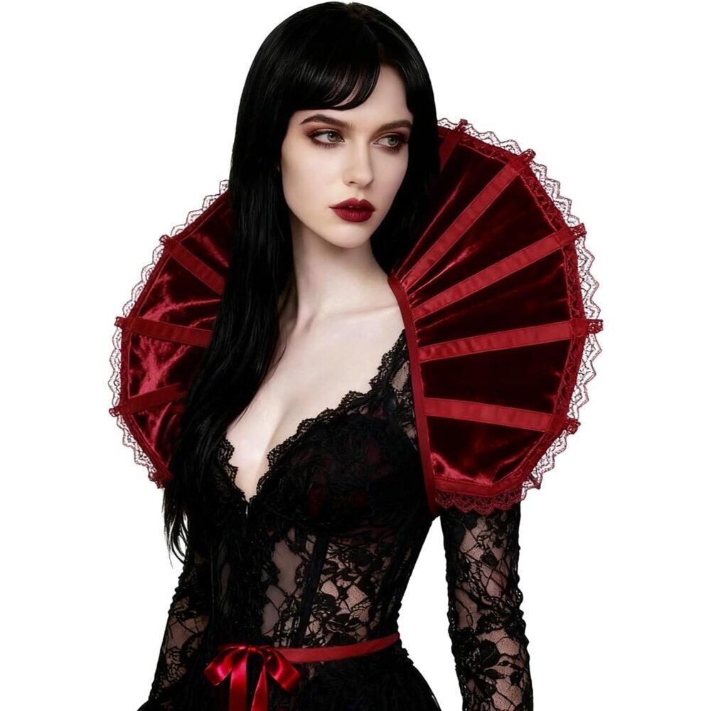 Gothic Stand Up Vampire Collar Velvet Accessory for Halloween Cosplay